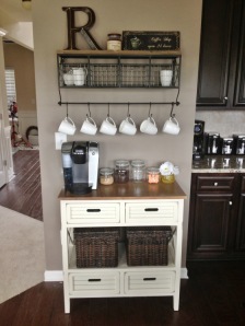 Turn a cocktail table into a coffee stand. 